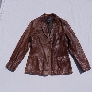 Y2k Gap‎ cocoa brown leather blazer